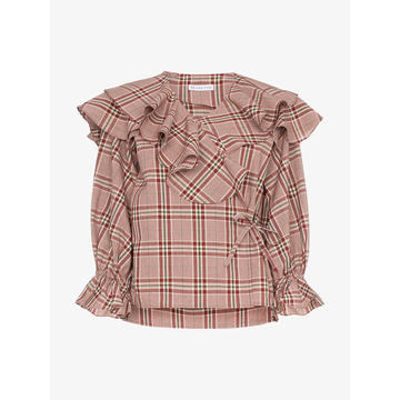 camila ruffled check shirt