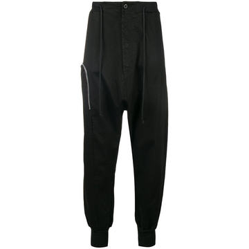 zipped drop crotch joggers