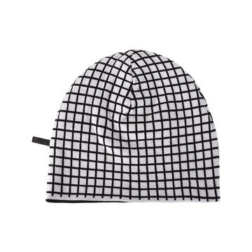 checked print beanie