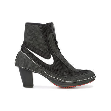 swoosh block heel boots