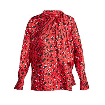 Animal-print silk blouse