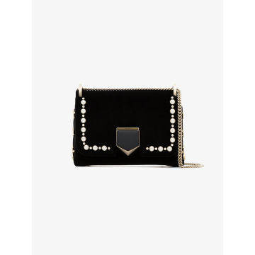black lockett pearl embellished mini velvet mini bag