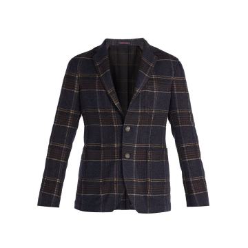Angie single-breasted checked tweed blazer