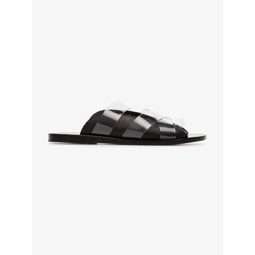 black thraki PVC and leather sandals