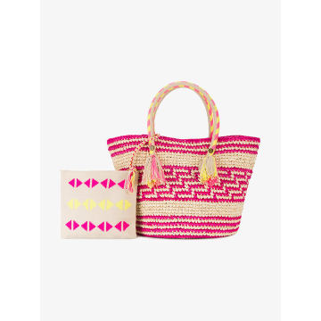 Simea woven tote with pouch