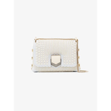 white lockett pearl studded mini bag
