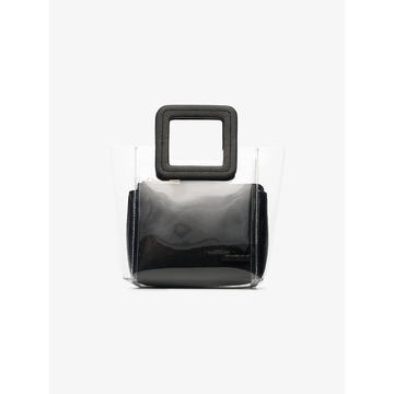 clear and black shirley mini PVC and leather tote