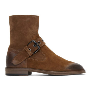 Brown Buckle Ankle Boots