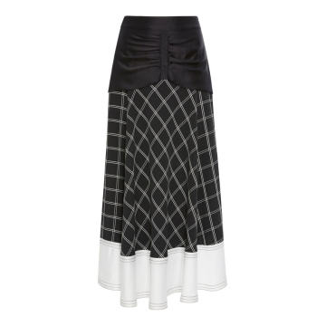 Mixed Prints Paneled Midi Skirt