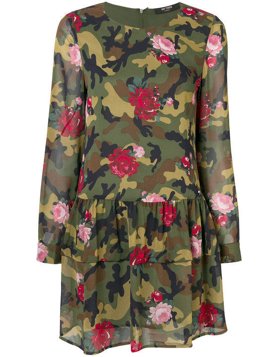 floral camouflage flared dress展示图