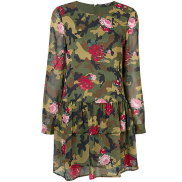 floral camouflage flared dress