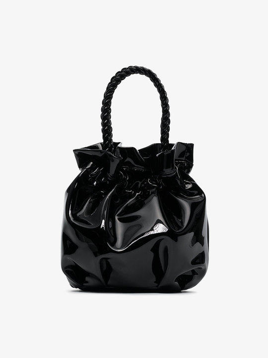 black Grace patent leather drawstring bag展示图