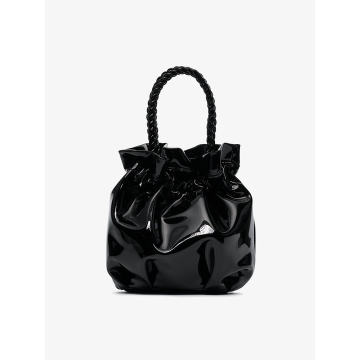 black Grace patent leather drawstring bag