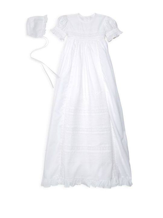 Baby Girl's Two-Piece Christening Gown &amp; Bonnet Set展示图