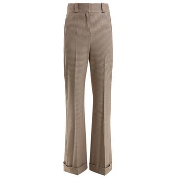 Checked wide-leg cuffed trousers