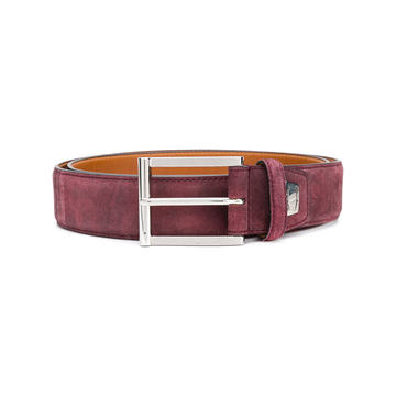 suede logo plaque belt