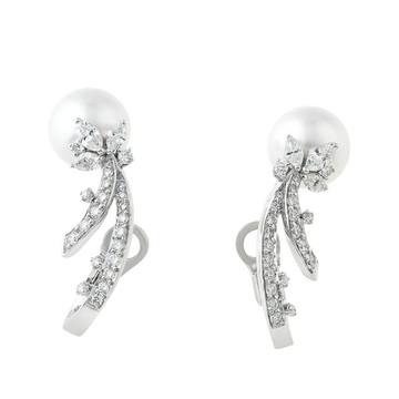 White Gold Pearl Earrings