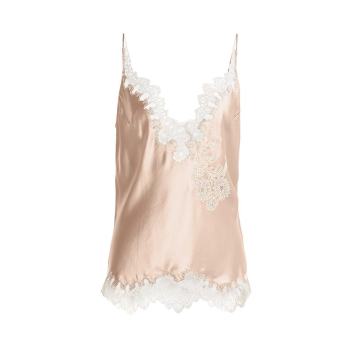 Lace-trimmed silk-satin cami top