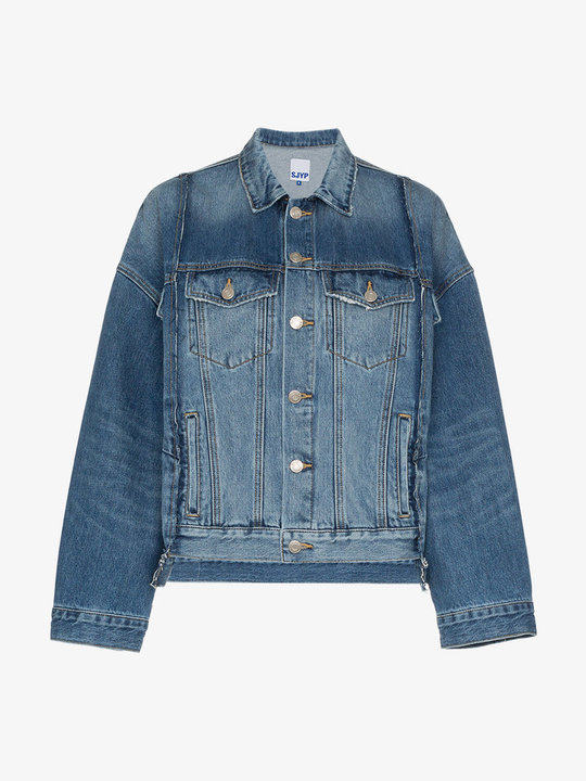 oversized panelled denim jacket展示图