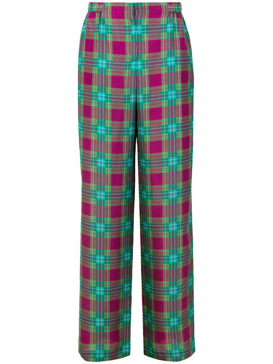 tartan palazzo pants展示图