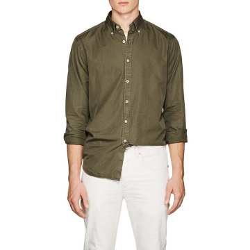 Striped Cotton Button-Down Shirt
