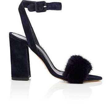 Suede & Mink Ankle-Strap Sandals