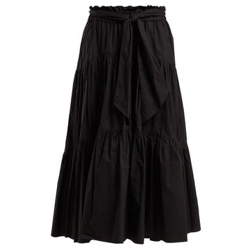 Cotton tiered midi skirt