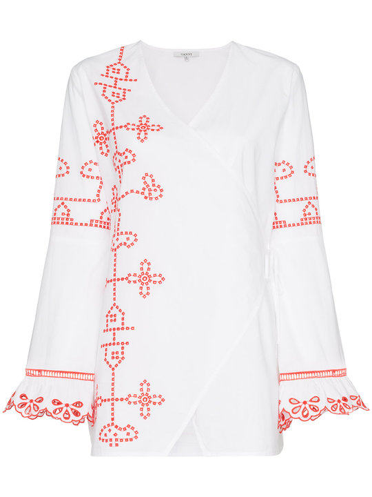 peony embroidered tunic top展示图