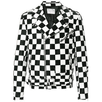 checked biker jacket