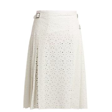 Cotton broderie-anglaise kilt skirt