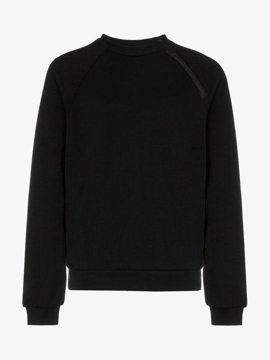 black crewneck zip detail sweater展示图