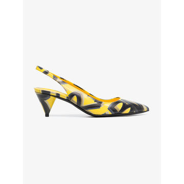 Graffiti print sling-back pumps