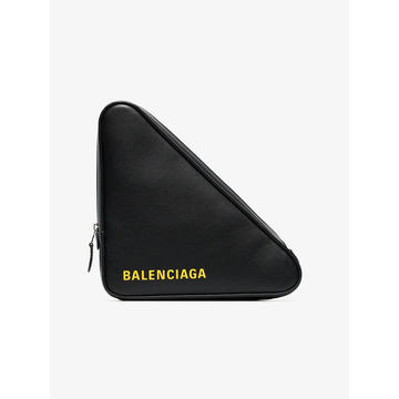 black triangle leather clutch