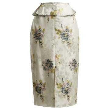 Sylvi floral silk-jacquard peplum skirt