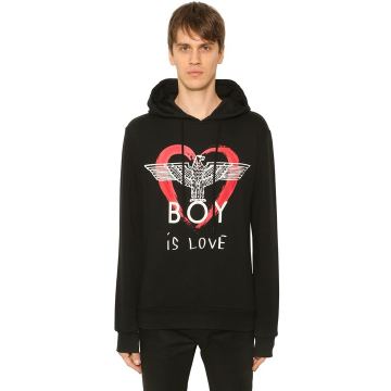 "BOY IS LOVE"印图连帽卫衣