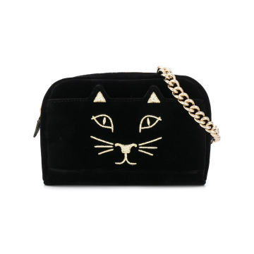 embroidered kitty satchel