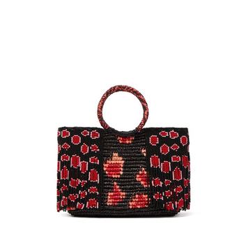 Bead-embellished toquilla-straw bag