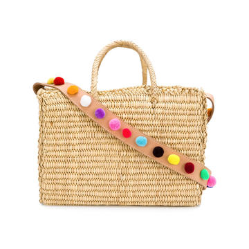 pom pom strap basket bag