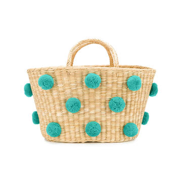 woven pom pom bag