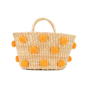 woven pom pom bag