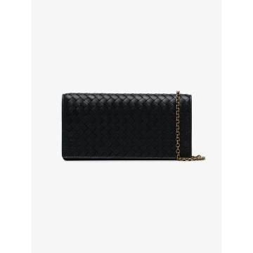 black Inrecciato continental leather wallet