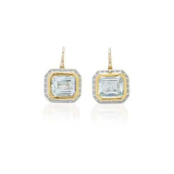 Silver Tile Emerald Cut Earring