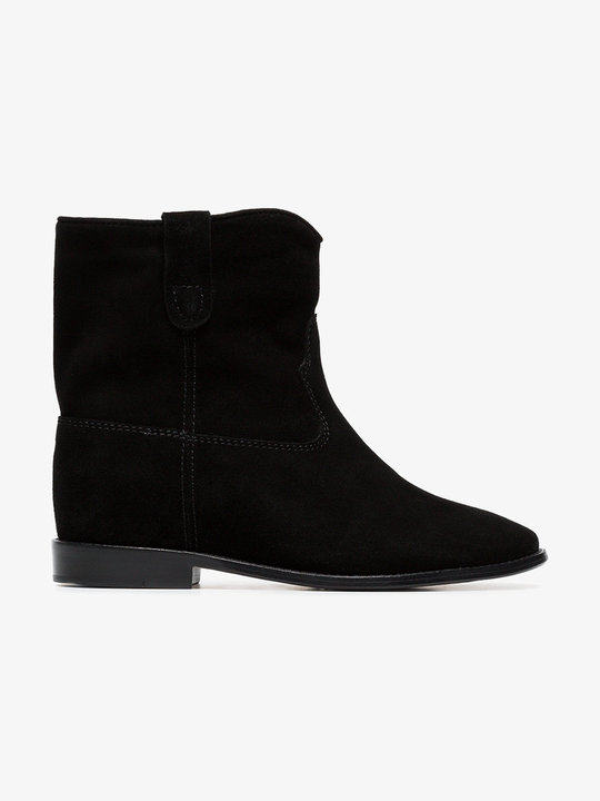 black Crisi flat suede ankle boots展示图