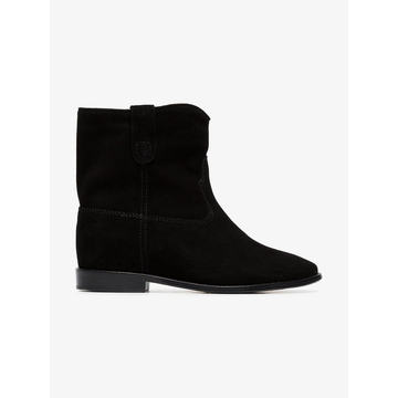 black Crisi flat suede ankle boots