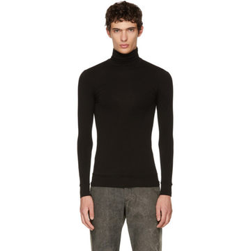 Black Fitted Logo Turtleneck