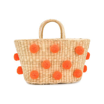 woven pom pom bag