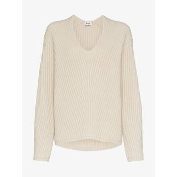 Deborah oversized V-neck ribbed wool sweater