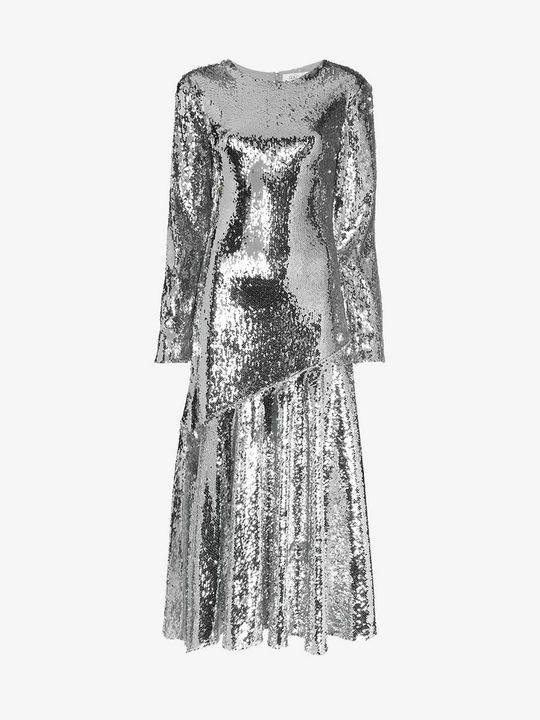 Sequin Embellished Silk Blend Midi Dress展示图