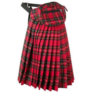 checked pleated half skirt