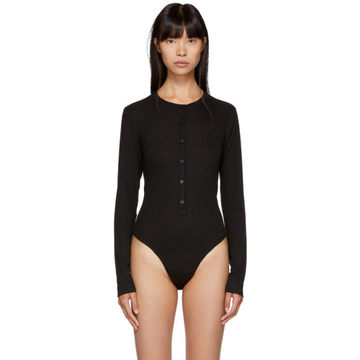 Black Long Sleeve Henley Bodysuit